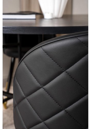 VENTURE DESIGN Copenhagen spisebordsett, m. 6 stoler - sort fin�r/svart metall og sort PU/svart metall
