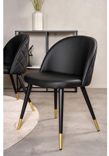 VENTURE DESIGN Copenhagen spisebordsett, m. 6 stoler - sort fin�r/svart metall og sort PU/svart metall