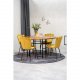 VENTURE DESIGN Copenhagen spisebordsett, m. 4 stoler - brun finer/svart metall og gul flyel/svart metall