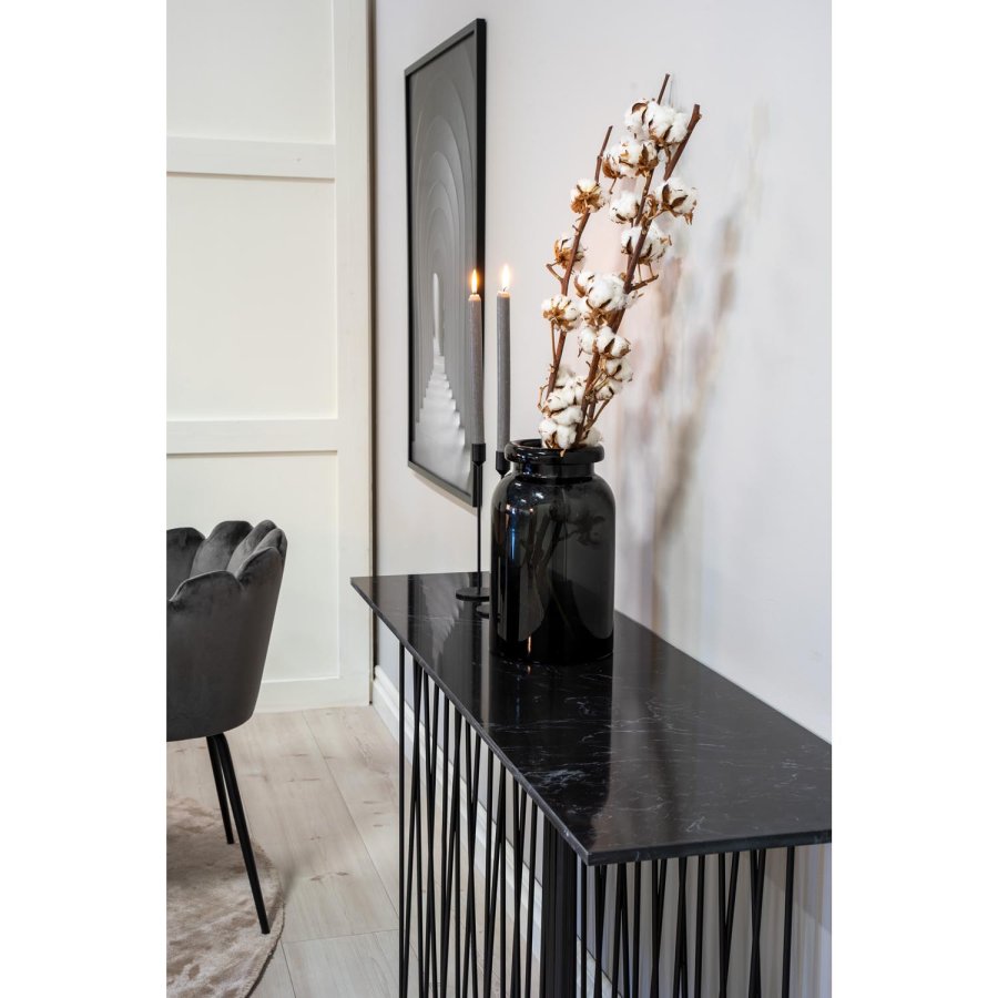 VENTURE DESIGN Copenhagen spisebordsett, m. 4 stoler - brun finer/svart metall og gr flyel/svart metall