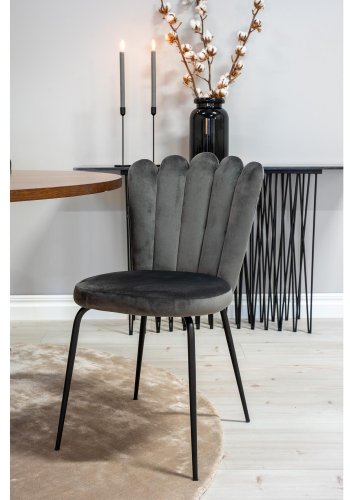 VENTURE DESIGN Copenhagen spisebordsett, m. 4 stoler - brun finer/svart metall og gr flyel/svart metall