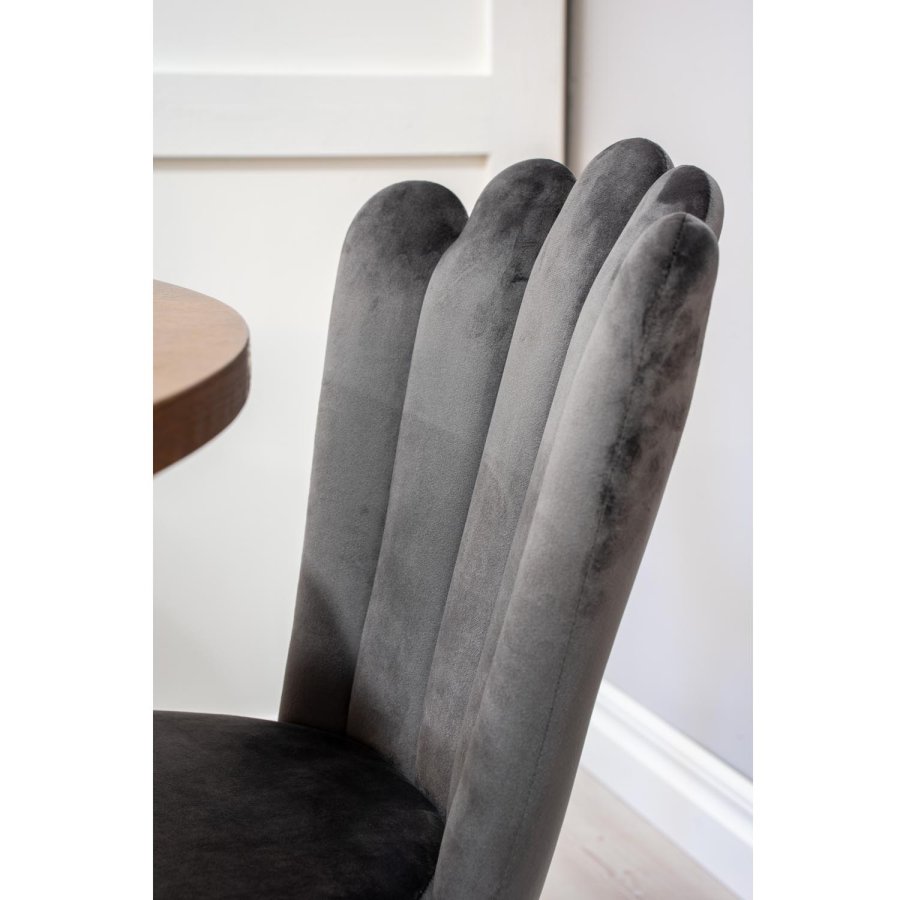 VENTURE DESIGN Copenhagen spisebordsett, m. 4 stoler - brun finer/svart metall og gr flyel/svart metall