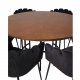 VENTURE DESIGN Copenhagen Esstisch-Set mit 4 Stühlen – braunes Furnier/schwarzes Metall und schwarzer Samt/schwarzes Metall