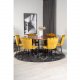 VENTURE DESIGN Copenhagen spisebordsett, m. 4 stoler - brun finer/svart metall og gul flyel/svart metall