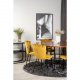 VENTURE DESIGN Copenhagen spisebordsett, m. 4 stoler - brun finer/svart metall og gul flyel/svart metall