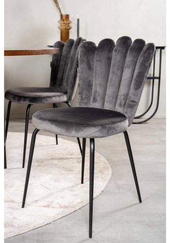 VENTURE DESIGN Copenhagen spisebordsett, m. 4 stoler - brun finer/svart metall og gr flyel/svart metall