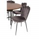 VENTURE DESIGN Copenhagen spisebordsett, m. 4 stoler - brun finer/svart metall og gr flyel/svart metall
