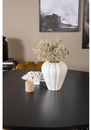 VENTURE DESIGN Copenhagen spisebordsett, m. 4 stoler - sort finér/svart metall og gul flyel/svart metall