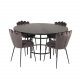 VENTURE DESIGN Copenhagen spisebordsett, m. 4 stoler - sort finér/svart metall og gr flyel/svart metall