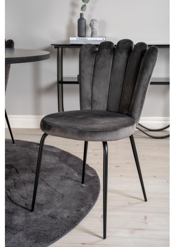 VENTURE DESIGN Copenhagen spisebordsett, m. 4 stoler - sort finér/svart metall og gr flyel/svart metall