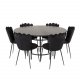 VENTURE DESIGN Copenhagen spisebordsett, m. 4 stoler - sort finér/svart metall og sort flyel/svart metall