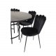 VENTURE DESIGN Copenhagen spisebordsett, m. 4 stoler - sort finér/svart metall og sort flyel/svart metall