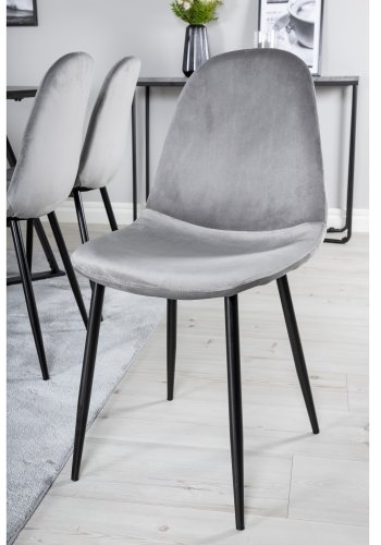 VENTURE DESIGN Marina spisebordsst, m. 6 stole - sort finer/sort metal og gr fljl/sort metal