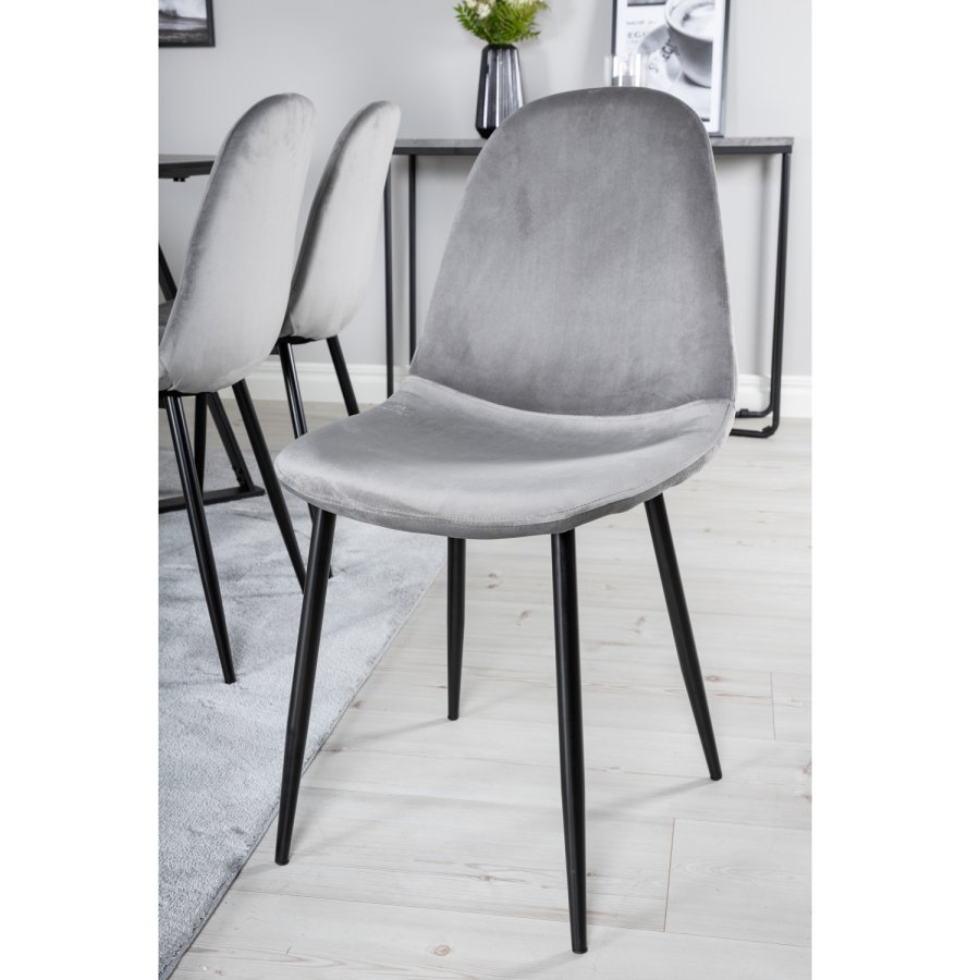 VENTURE DESIGN Marina spisebordsst, m. 6 stole - sort finer/sort metal og gr fljl/sort metal