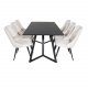 VENTURE DESIGN Marina spisebordsst, m. 6 stole - sort finer/sort metal og beige fljl/sort metal