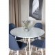VENTURE DESIGN Plaza spisebordsett, m. 4 stoler - hvit MDF/hvit metall og bltt stoff/hvit metall