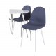 VENTURE DESIGN Plaza spisebordsett, m. 4 stoler - hvit MDF/hvit metall og bltt stoff/hvit metall