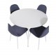 VENTURE DESIGN Plaza spisebordsett, m. 4 stoler - hvit MDF/hvit metall og bltt stoff/hvit metall