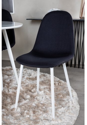 VENTURE DESIGN Plaza spisebordsett, m. 4 stoler - hvit MDF/hvit metall og sort stoff/hvit metall