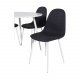 VENTURE DESIGN Plaza spisebordsett, m. 4 stoler - hvit MDF/hvit metall og sort stoff/hvit metall