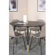 VENTURE DESIGN Dipp Esstisch-Set, mit 4 Stühlen – schwarzes Furnier/Metall und khakifarbener Kunststoff/messingschwarzes Metall