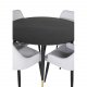 VENTURE DESIGN Dipp spisebordsett, m. 4 stoler - sort finér/messing sort metall, grtt stoff/svart metall