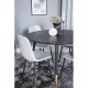 VENTURE DESIGN Dipp spisebordsett, m. 4 stoler - sort finér/messing sort metall, grtt stoff/svart metall