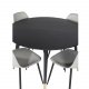 VENTURE DESIGN Dipp Esstisch-Set, mit 4 Stühlen – schwarzes Furnier/Messing, schwarzes Metall, grauer Kunststoff/schwarzes Eisen