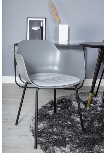 VENTURE DESIGN Dipp spisebordsett, m. 4 stoler - sort finer/messing sort metall, gr plast/svart metall