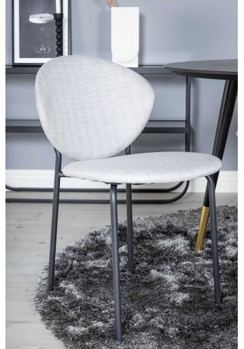 VENTURE DESIGN Dipp spisebordsett, m. 4 stoler - sort finér/messing sort metall, grtt stoff/svart metall