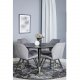 VENTURE DESIGN Dipp spisebordsett, m. 4 stoler - sort finér/messing sort metall, grtt stoff/svart metall