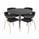 VENTURE DESIGN Dipp spisebordsett, m. 4 stoler - sort finer/messing sort metall/svart flyel