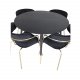 VENTURE DESIGN Dipp spisebordsett, m. 4 stoler - sort finer/messing sort metall/svart flyel