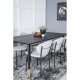 VENTURE DESIGN Dipp spisebordsett, m. 6 stoler - sort finér/messing sort metall, grtt stoff/svart metall