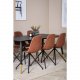 VENTURE DESIGN Dipp spisebordsett, m. 6 stoler - sort finér/messing sort metall, brun PU/svart metall