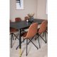 VENTURE DESIGN Dipp spisebordsett, m. 6 stoler - sort finér/messing sort metall, brun PU/svart metall