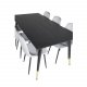 VENTURE DESIGN Dipp spisebordsett, m. 6 stoler - sort finér/messing sort metall, gr flyel/svart metall