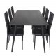 VENTURE DESIGN Dipp Esstisch-Set, mit 6 Stühlen – schwarzes Furnier/schwarzes Metall und schwarzes PU/schwarzes Metall
