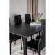 VENTURE DESIGN Dipp Esstisch-Set, mit 6 Stühlen – schwarzes Furnier/schwarzes Metall und schwarzes PU/schwarzes Metall