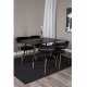 VENTURE DESIGN Dipp spisebordsett, m. 4 stoler - sort finér/messing sort metall, sort flyel/svart metall