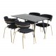 VENTURE DESIGN Dipp spisebordsett, m. 4 stoler - sort finér/messing sort metall, sort flyel/svart metall