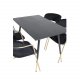 VENTURE DESIGN Dipp spisebordsett, m. 4 stoler - sort finér/messing sort metall, sort flyel/svart metall