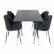 VENTURE DESIGN Dipp spisebordsett, m. 4 stoler - sort finér/messing sort metall, sort flyel/svart metall