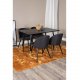 VENTURE DESIGN Dipp spisebordsett, m. 4 stoler - sort finér/messing sort metall, sort stoff/svart metall