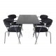 VENTURE DESIGN Dipp spisebordsett, m. 4 stoler - sort finér/messing sort metall, sort flyel/svart metall