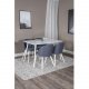 VENTURE DESIGN Polar spisebordsett, m. 4 stoler - hvit MDF/hvit metall og bl polyester/hvit metall