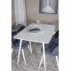 VENTURE DESIGN Polar spisebordsett, m. 4 stoler - hvit MDF/hvit metall og bl polyester/hvit metall