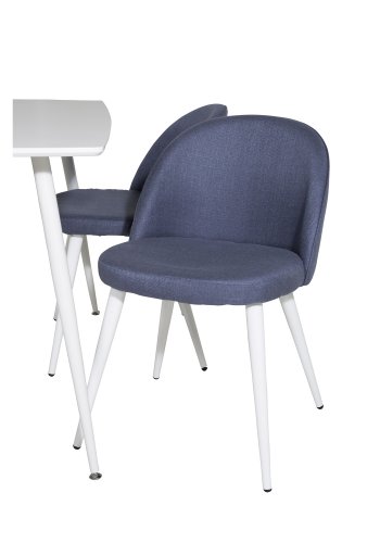 VENTURE DESIGN Polar spisebordsett, m. 4 stoler - hvit MDF/hvit metall og bl polyester/hvit metall
