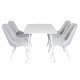 VENTURE DESIGN Polar spisebordsett, m. 4 stoler - hvit MDF/hvit metall og lys gr polyester/hvit metall