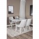 VENTURE DESIGN Polar spisebordsett, m. 4 stoler - hvit MDF/hvit metall og lys gr polyester/hvit metall
